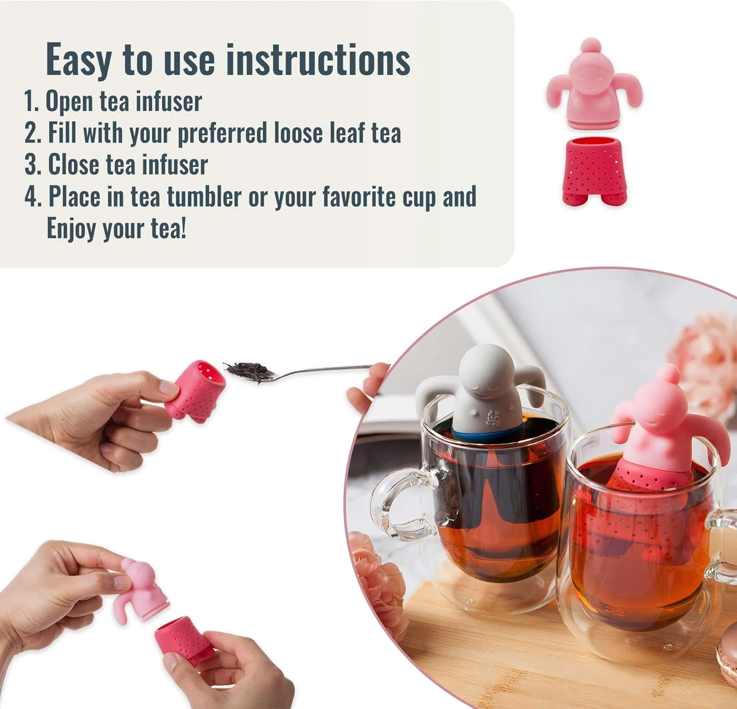 Mr & Mrs Tea Infuser Set for Loose-Leaf Tea - Set of 2 - Image 4