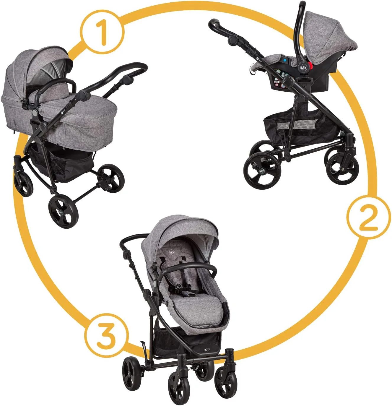 My Child Vamos Convertible Stroller Travel System - Grey - Image 6