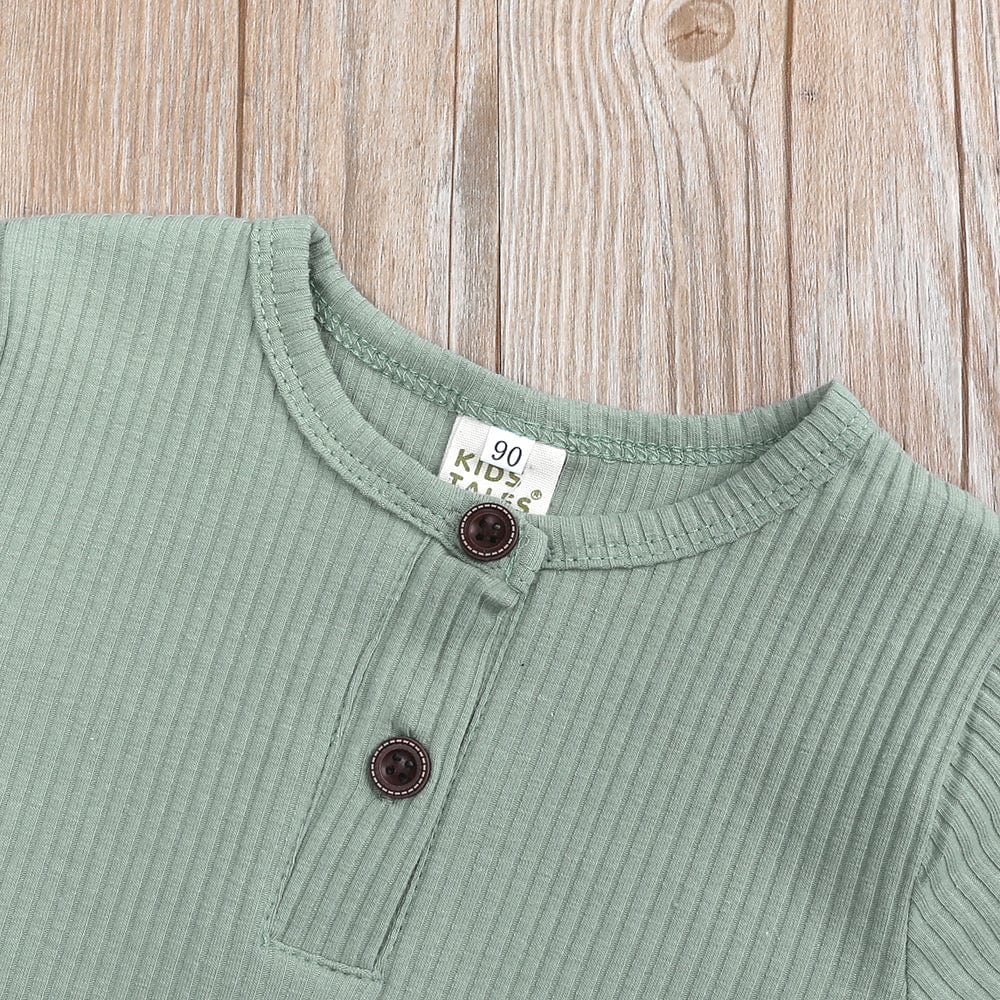 Style My Kid Sage Green Henley-Style Baby Sleepsuit (Various Sizes) - Image 2