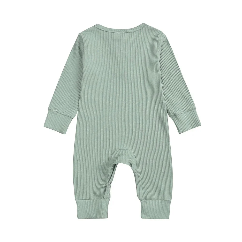 Style My Kid Sage Green Henley-Style Baby Sleepsuit (Various Sizes) - Image 3