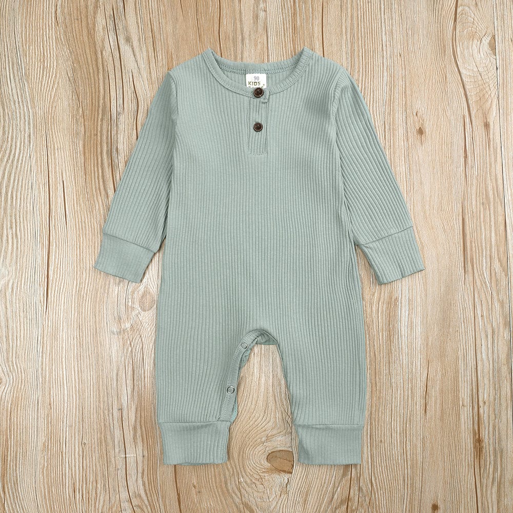 Style My Kid Sage Green Henley-Style Baby Sleepsuit (Various Sizes) - Image 4