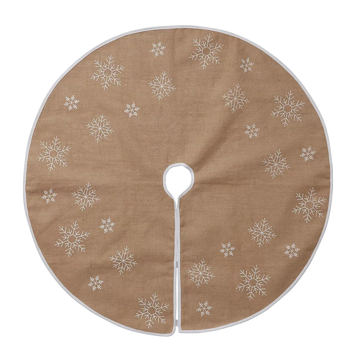 Natural Hessian Nordic Snowflake Tree skirt 99cm (Dia) - Image 2