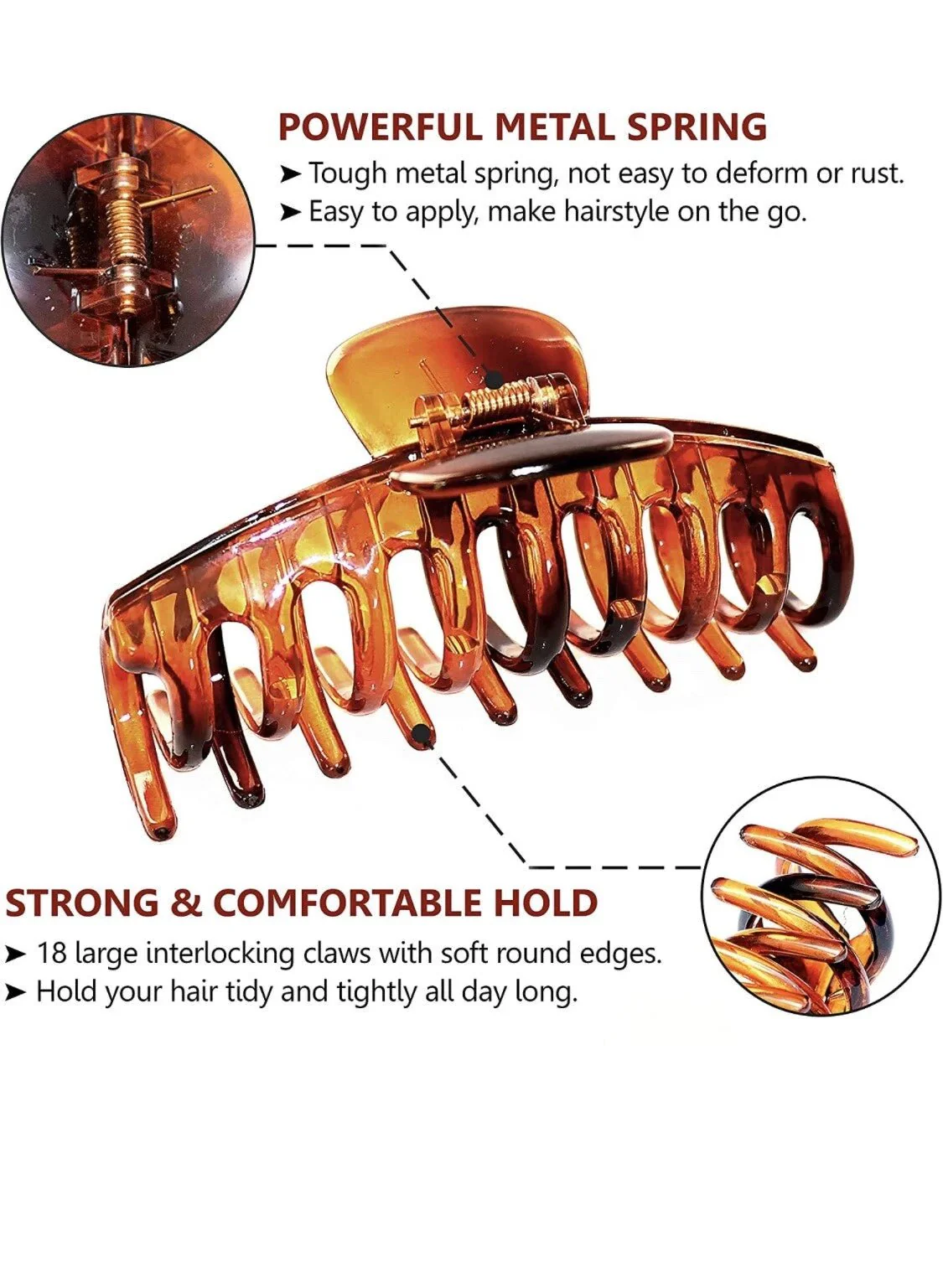 Non Slip Big Claw Hair Clips - 5 Pack - Image 4