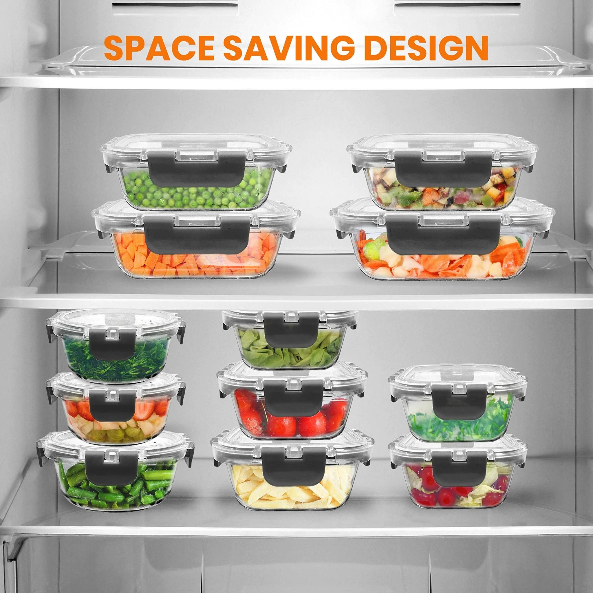 Nutrichef 24-Piece Superior Glass Food Storage Containers - Red - Image 2