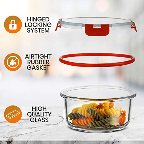 Nutrichef 24-Piece Superior Glass Food Storage Containers - Red - Image 3