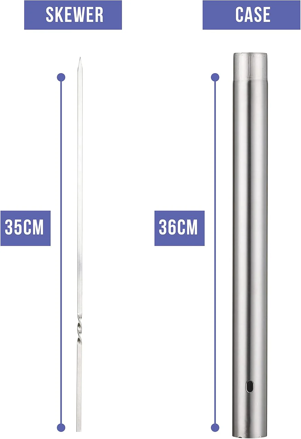 Oak & Steel - 20 x 35cm Stainless Steel Reusable Barbecue Metal Skewers with Premium Storage Case - Image 4