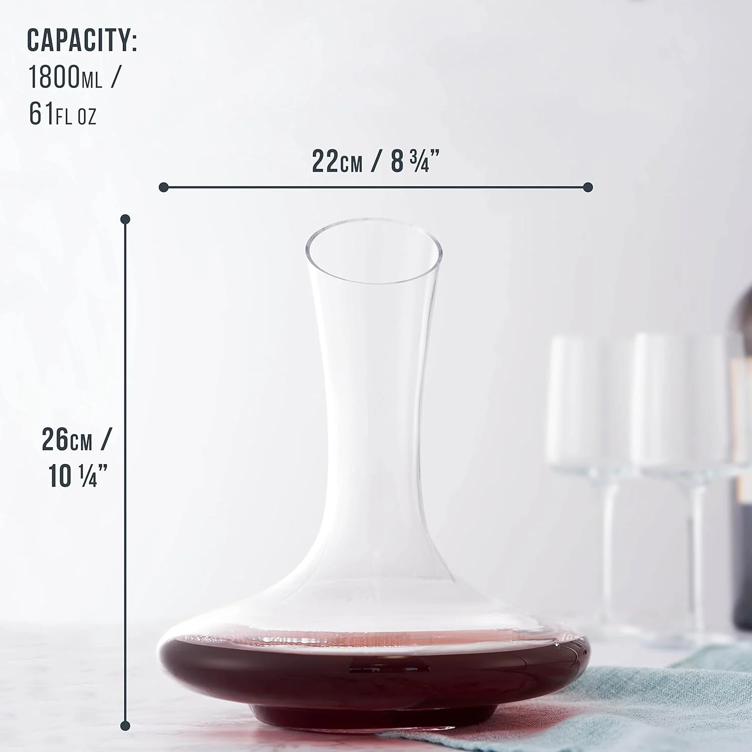 Oak & Steel - Large Red Wine Decanter Crystal Slanted Aerator 1800ml - Image 2