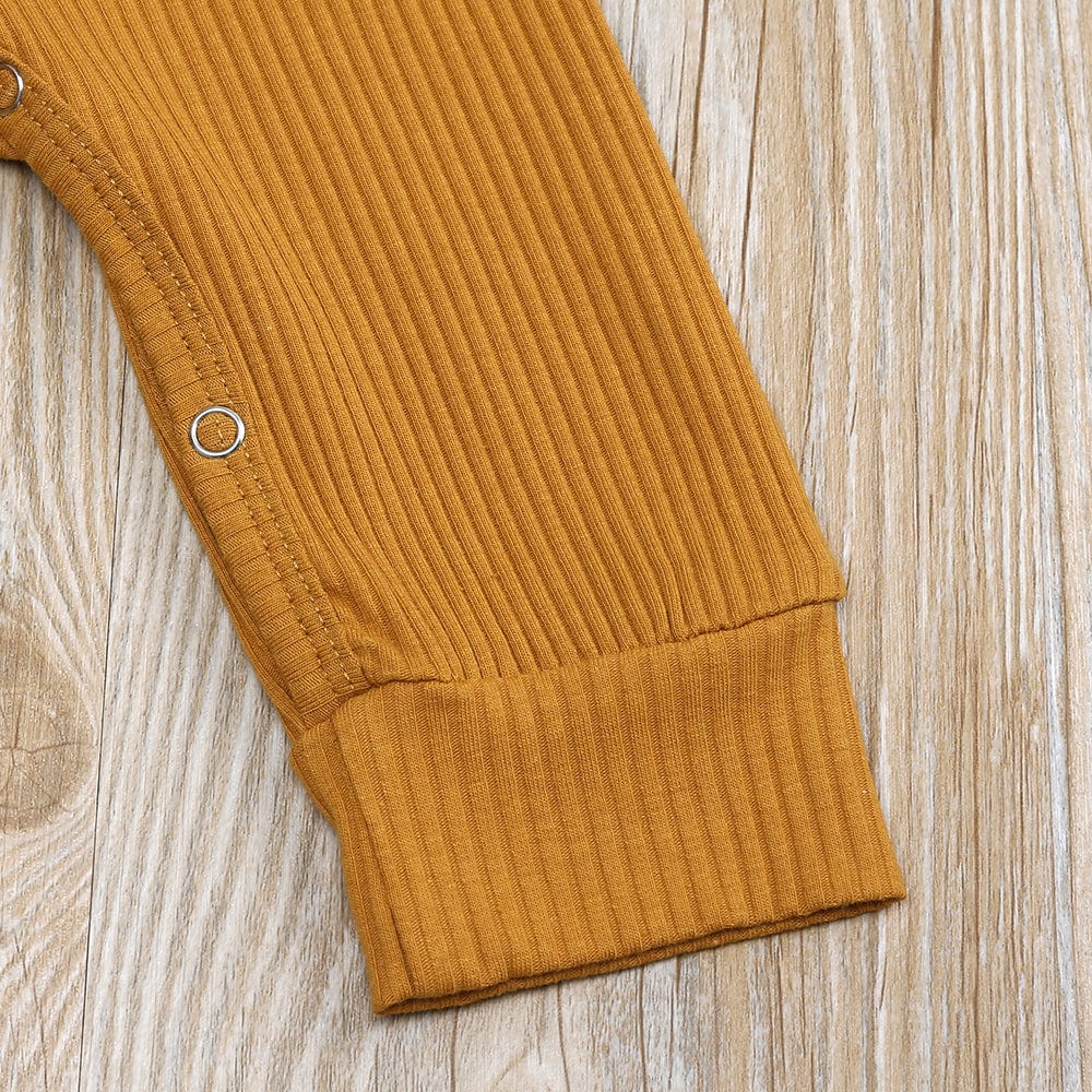 Ochre Henley-Style Baby Sleepsuit (Various Sizes) - Image 2