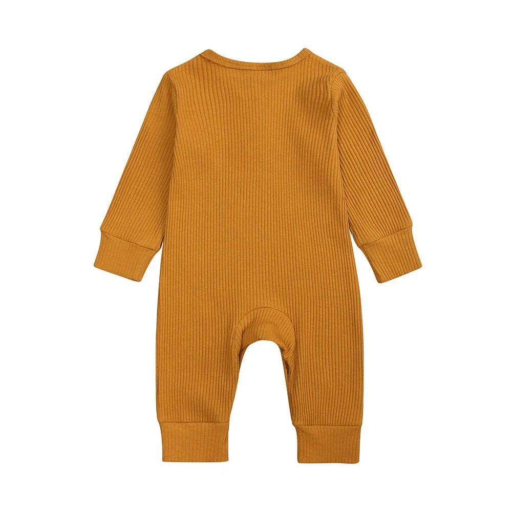 Ochre Henley-Style Baby Sleepsuit (Various Sizes) - Image 3