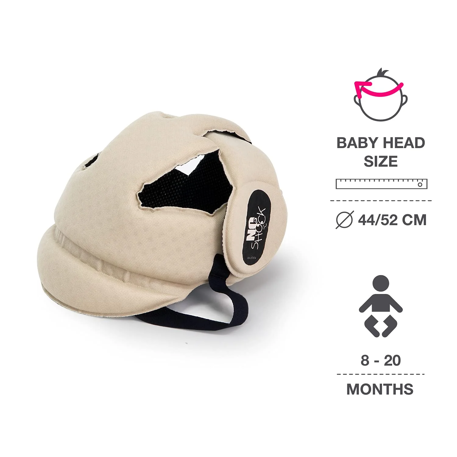 Ok Baby No Shock Protective Soft Baby Helmet, Beige 8-20 months - Image 4