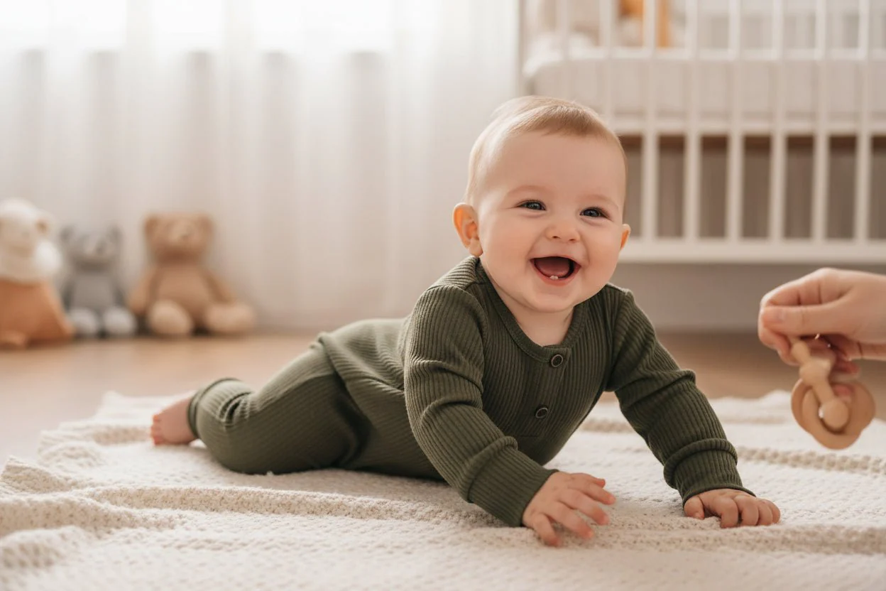 Olive Henley-Style Baby Sleepsuit (Various Sizes) - Image 2