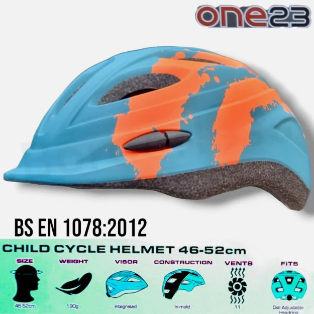 One23 Junior Bike Helmet - Grey/Orange 46-52cm - Image 2