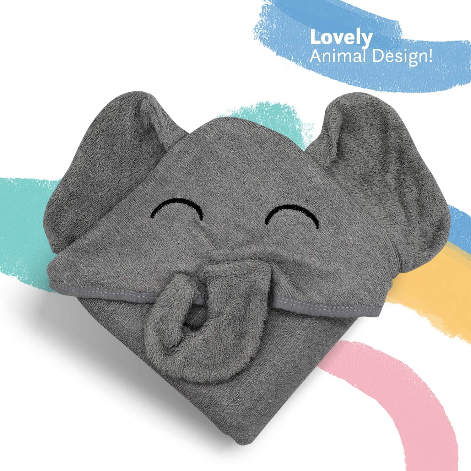 Organic Bamboo Hooded Baby Towel Elephant by Liname - Image 2