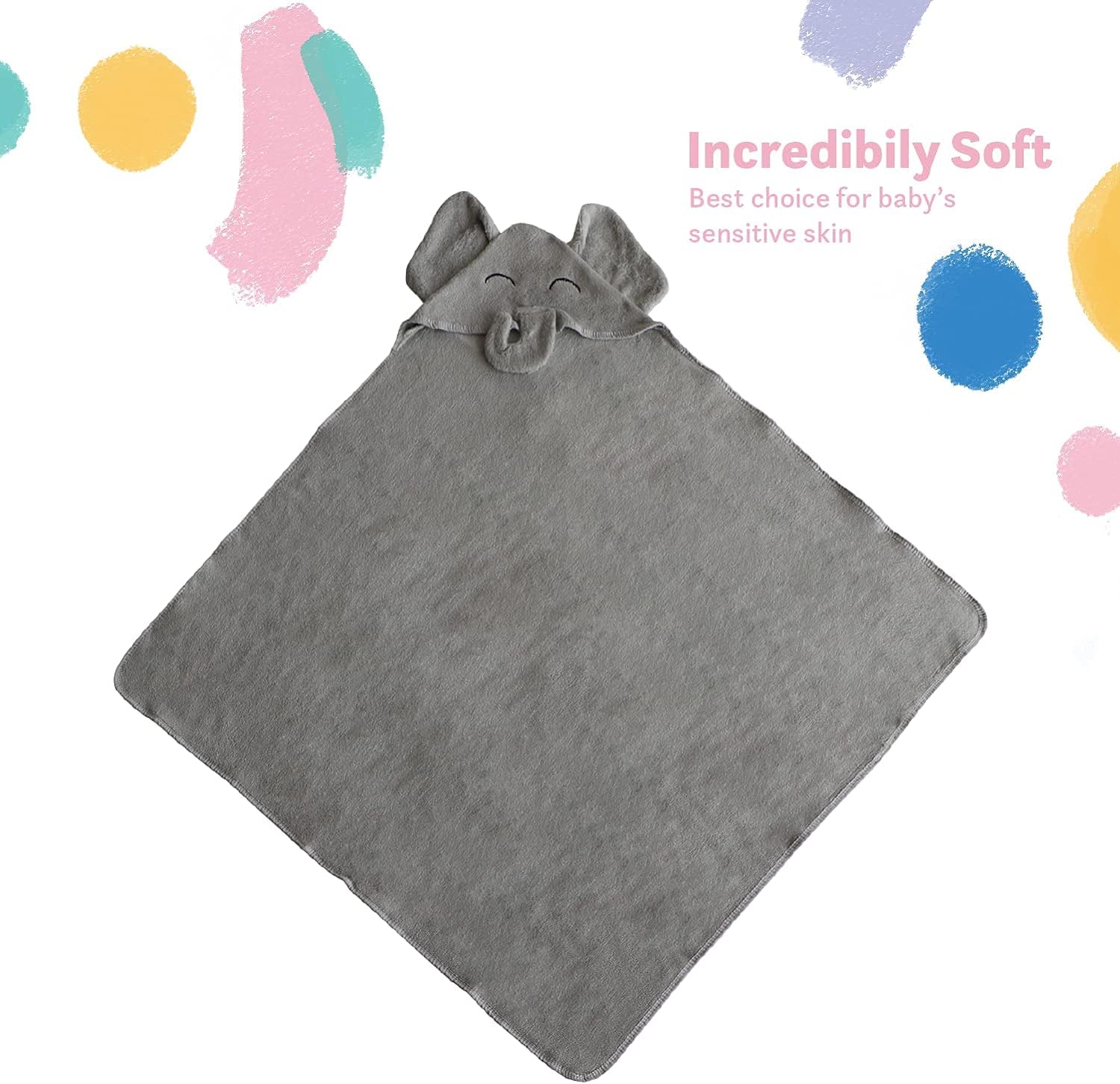 Organic Bamboo Hooded Baby Towel Elephant by Liname - Image 3