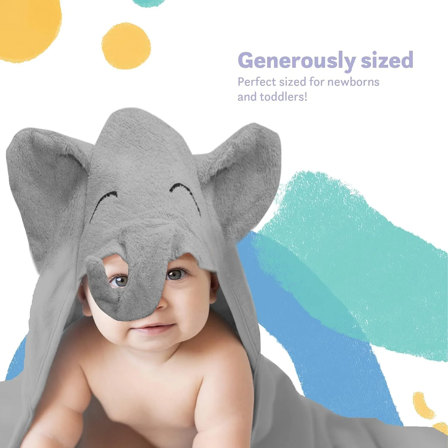 Organic Bamboo Hooded Baby Towel Elephant by Liname - Image 5