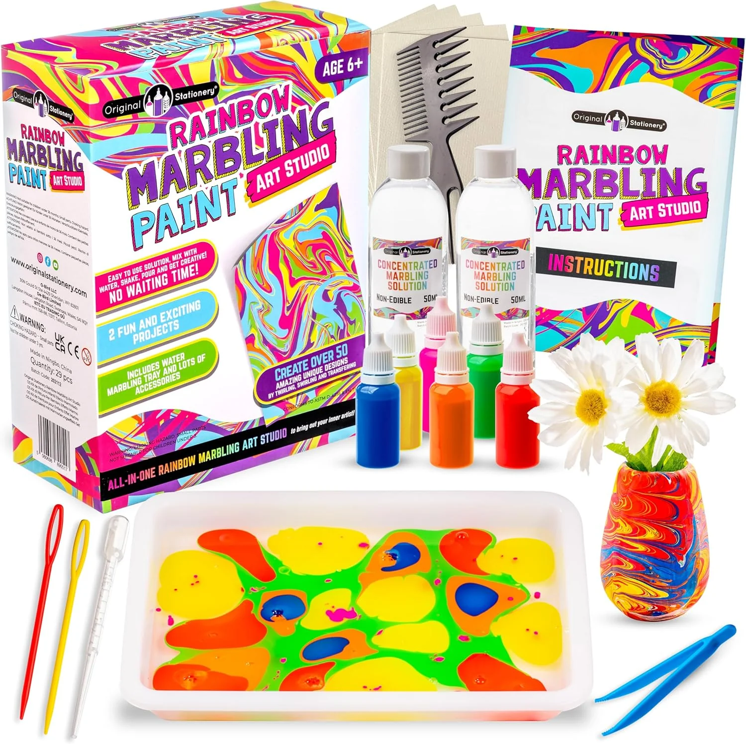 Original Stationery Rainbow Marbling Paint Art Kit