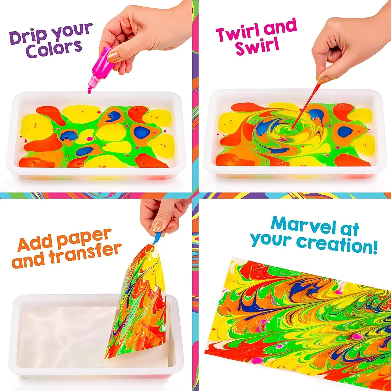 Original Stationery Rainbow Marbling Paint Art Kit - Image 3