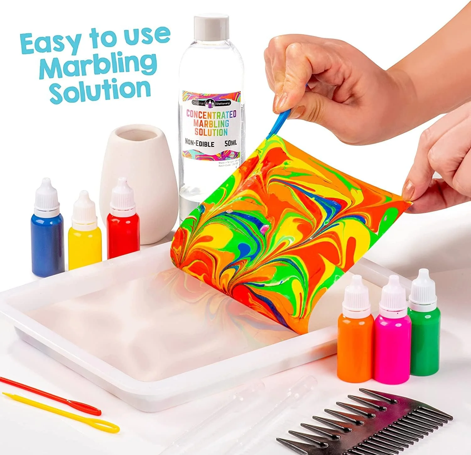 Original Stationery Rainbow Marbling Paint Art Kit - Image 4