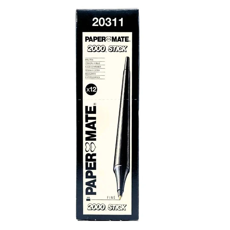 Paper Mate 2000 Stick Fine Ballpoint Pens - Bulk Pack 144 Pens (Black) - Image 2