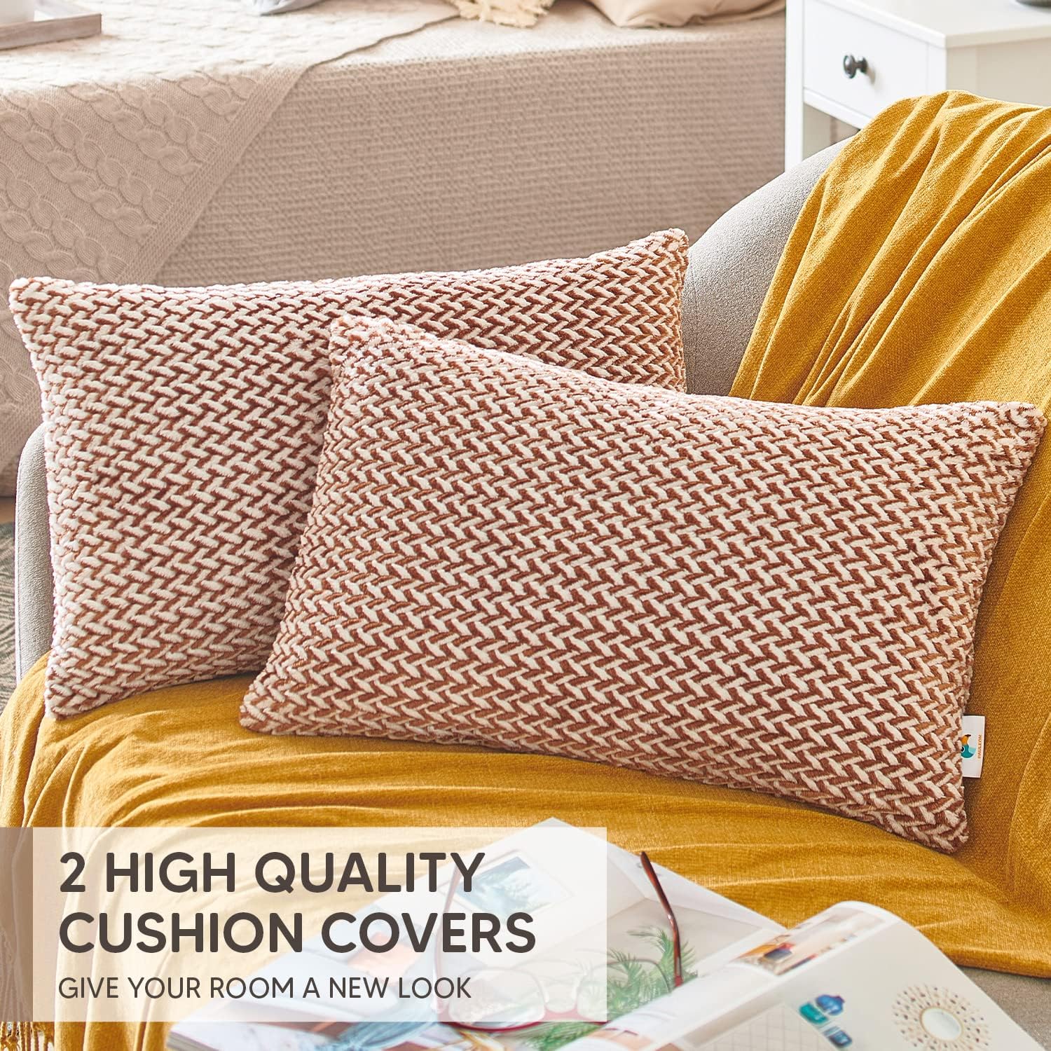 PAULEON Cushion Covers 2 Pack – 30x50 cm - Chocolate - Image 2