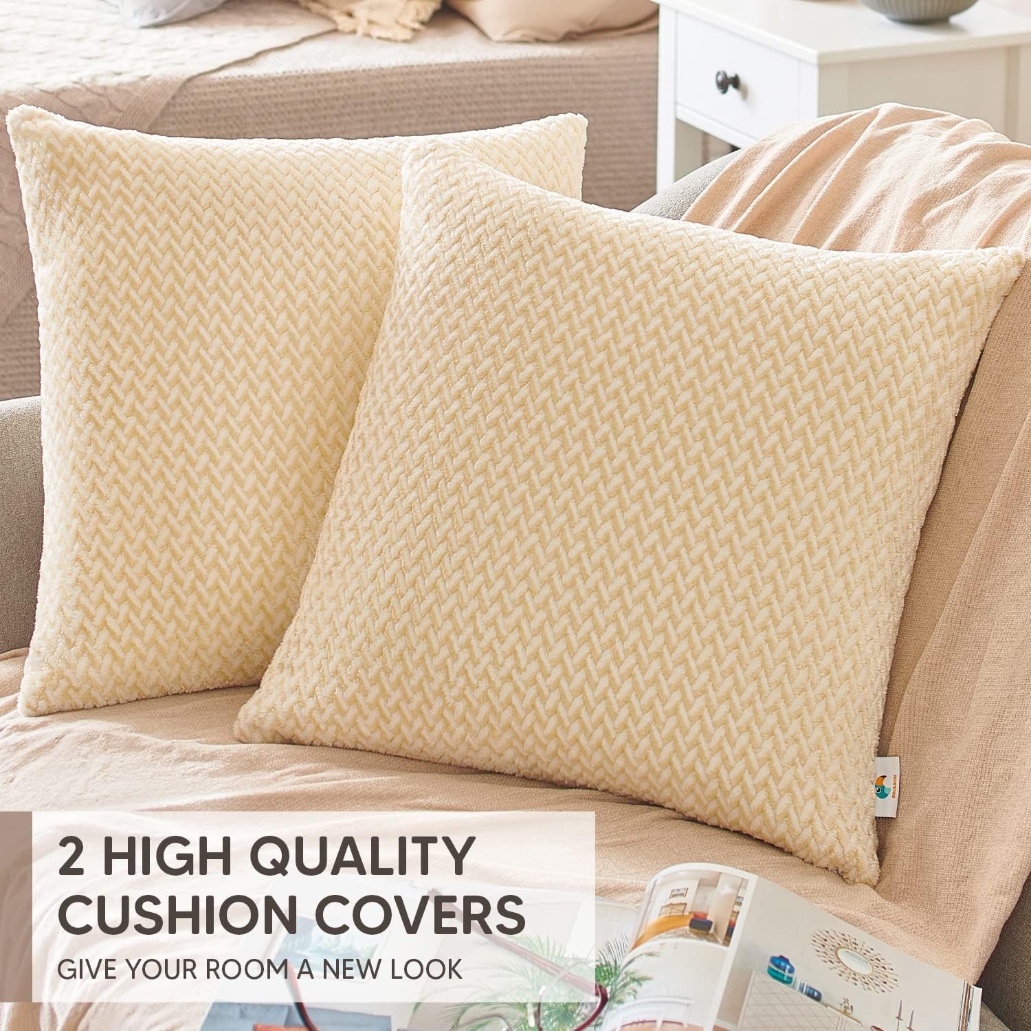 PAULEON Cushion Covers 2 Pack - 50x50cm Champagne - Image 2
