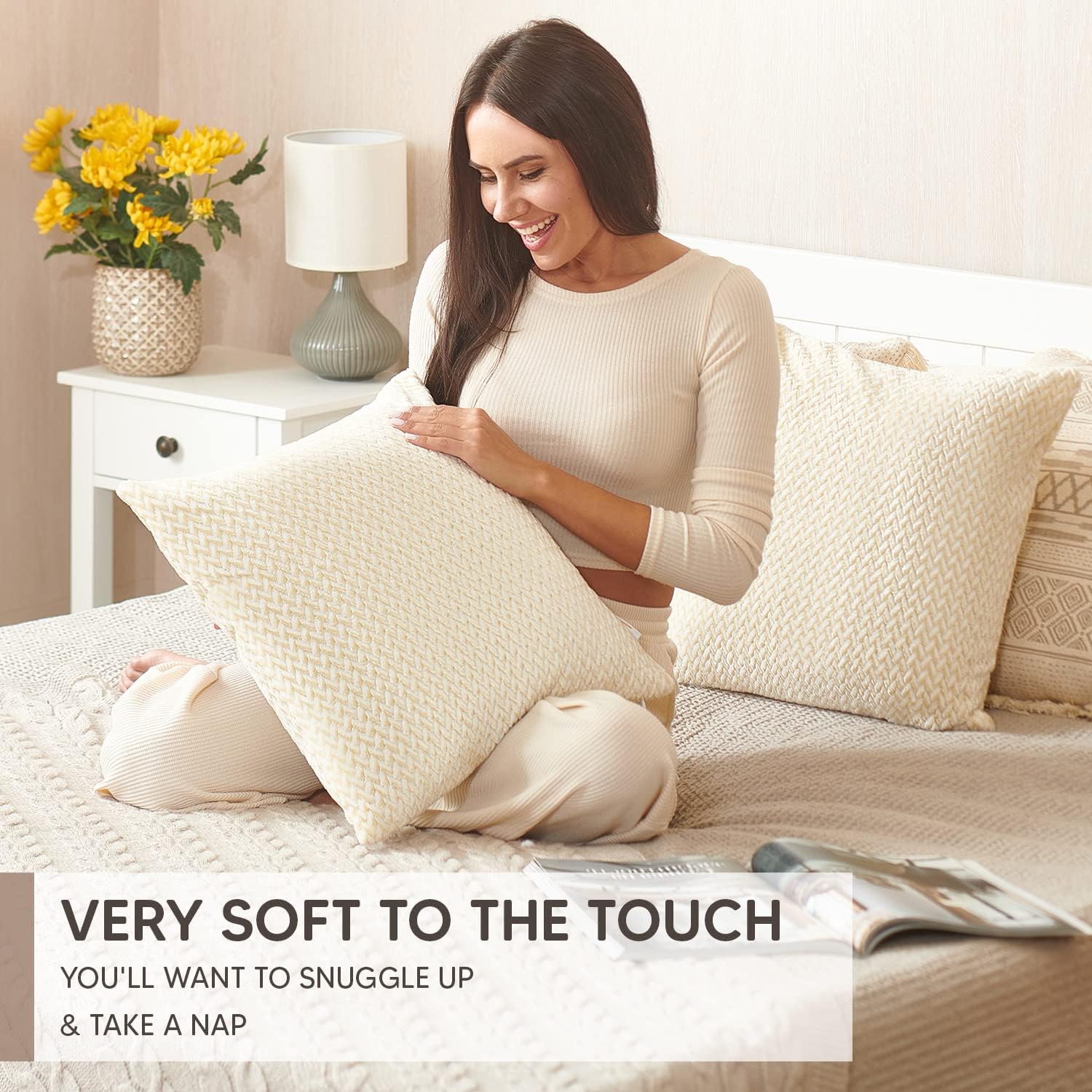 PAULEON Cushion Covers 2 Pack - 50x50cm Champagne - Image 5