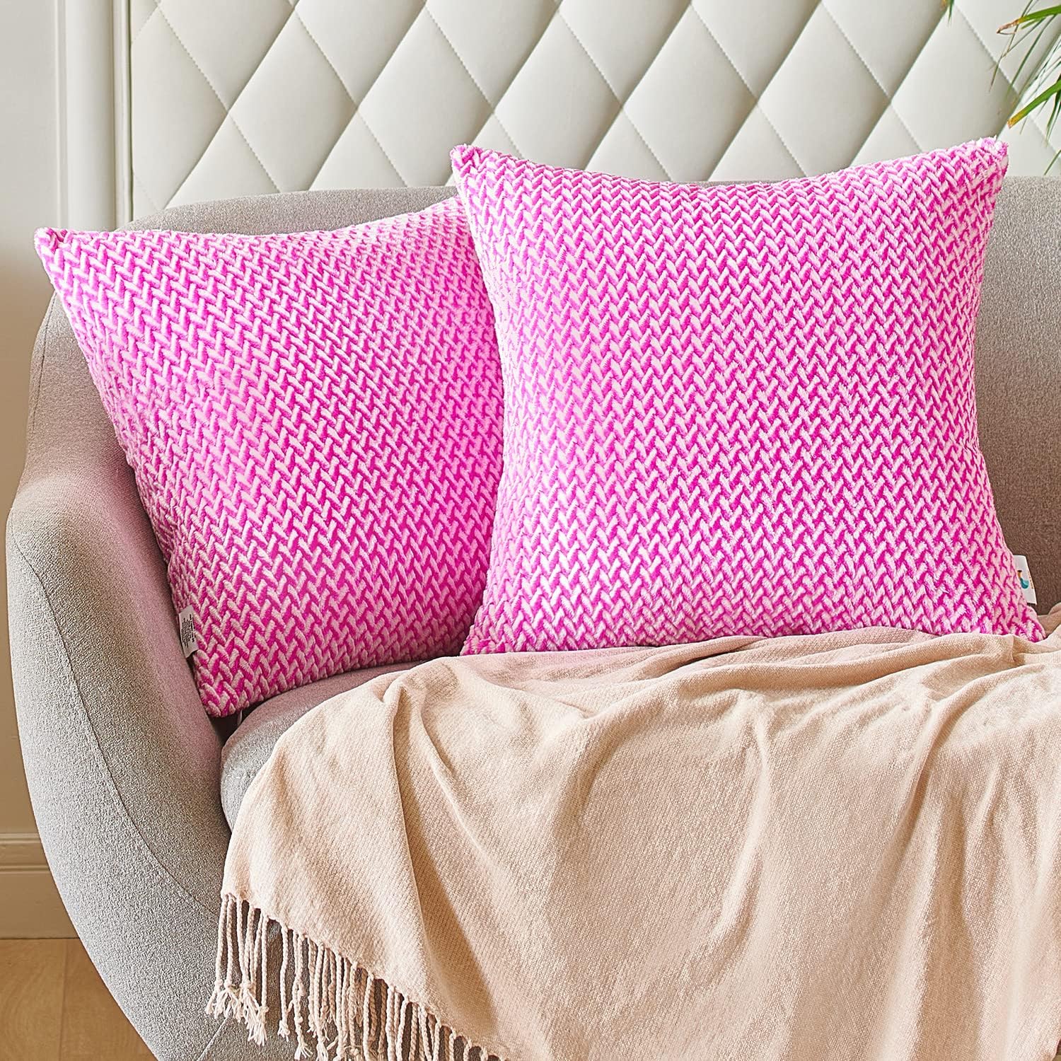 PAULEON Jacquard Cushion Covers 2 Pack - Various Colours - Image 3