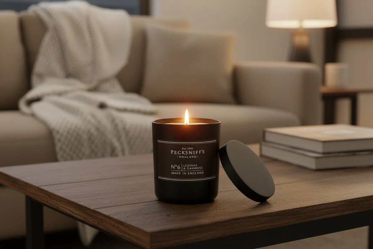 Pecksniff's Leather & Oakmoss Scented Candle 100g - Image 2