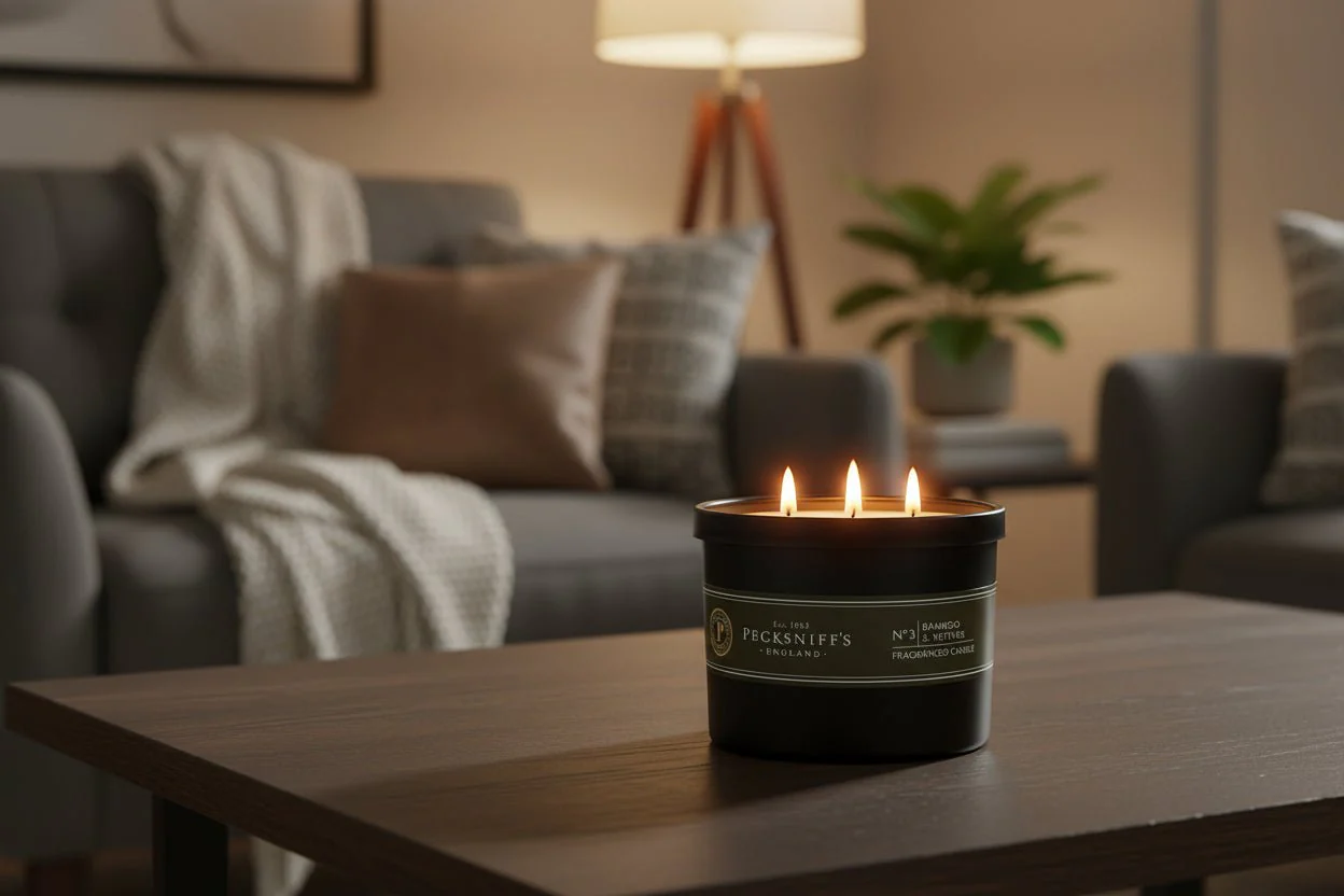 Pecksniff's Bamboo & Vetiver Fragranced Candle No.3 - 3 Wick (515g) - Image 2