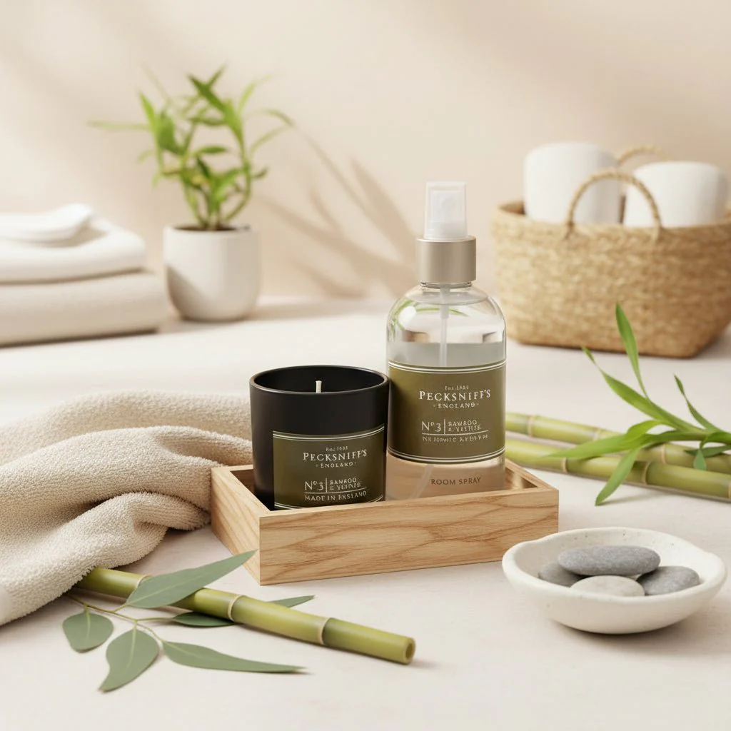 Pecksniff's Bamboo & Vetiver Candle and Room Spray Set - Image 2