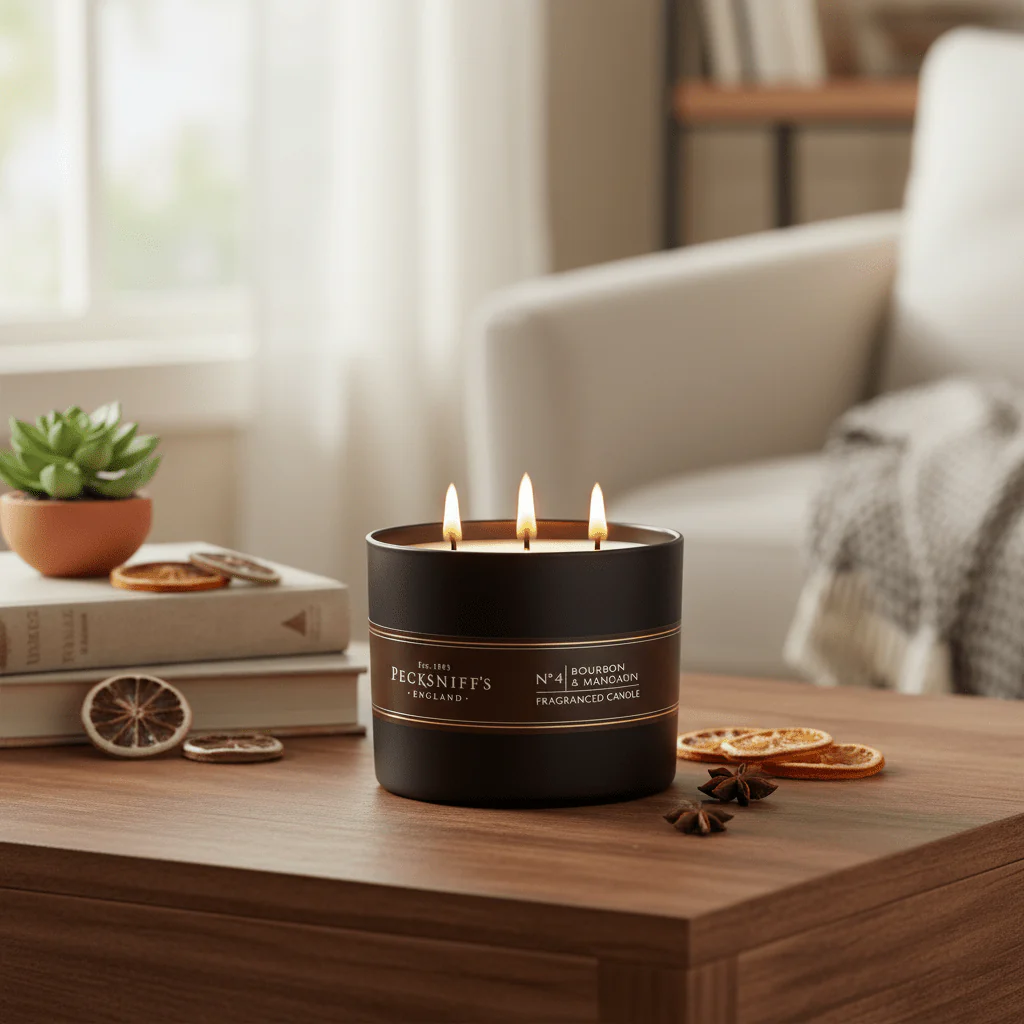 Pecksniff's Bourbon & Mandarin Fragranced Candle No.4 - 283g - Image 2