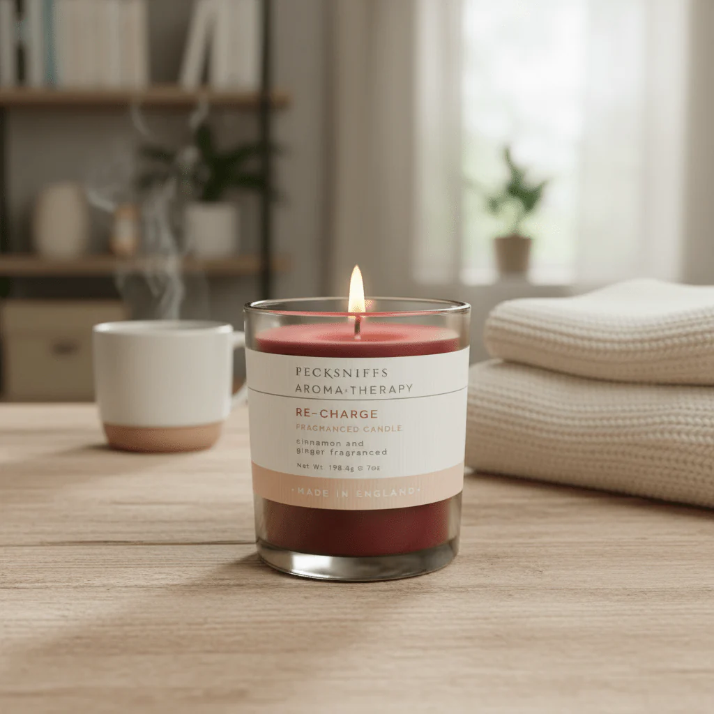 Pecksniffs Cinnamon And Ginger Re-Charge Scented Candle With Wooden Lid 198g - Image 2