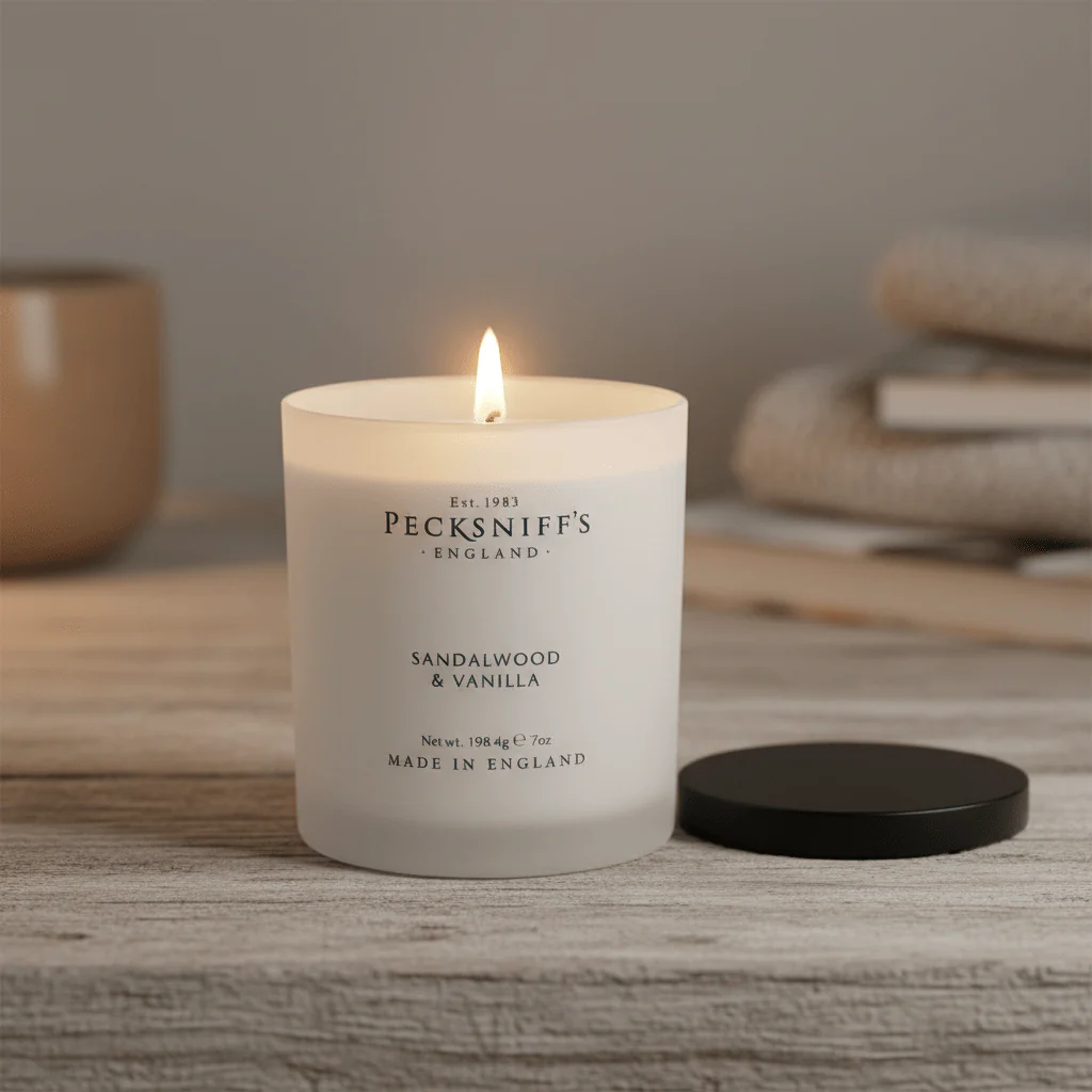 Pecksniff's Classic Sandalwood & Vanilla Candle 1W 198g - Image 2