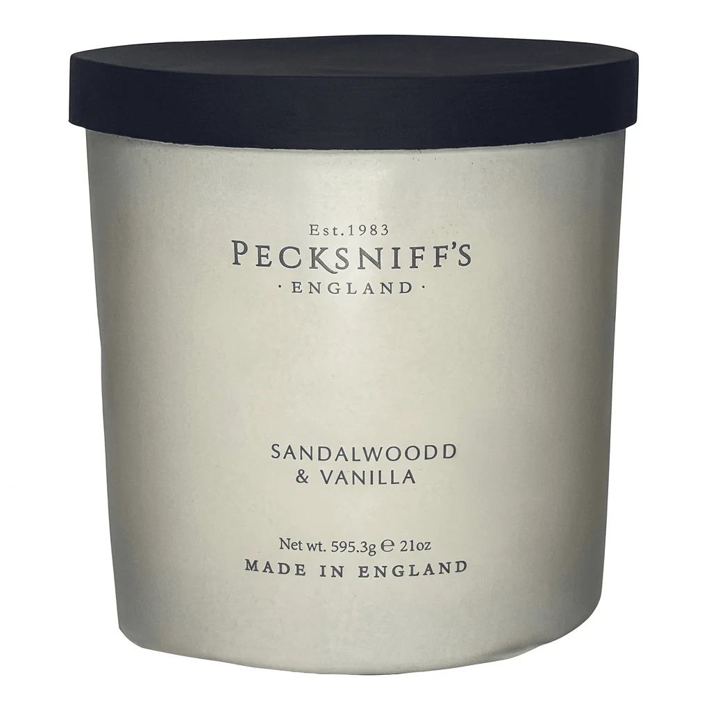Pecksniff's Classic Sandalwood & Vanilla Tall Candle 3wick 595g
