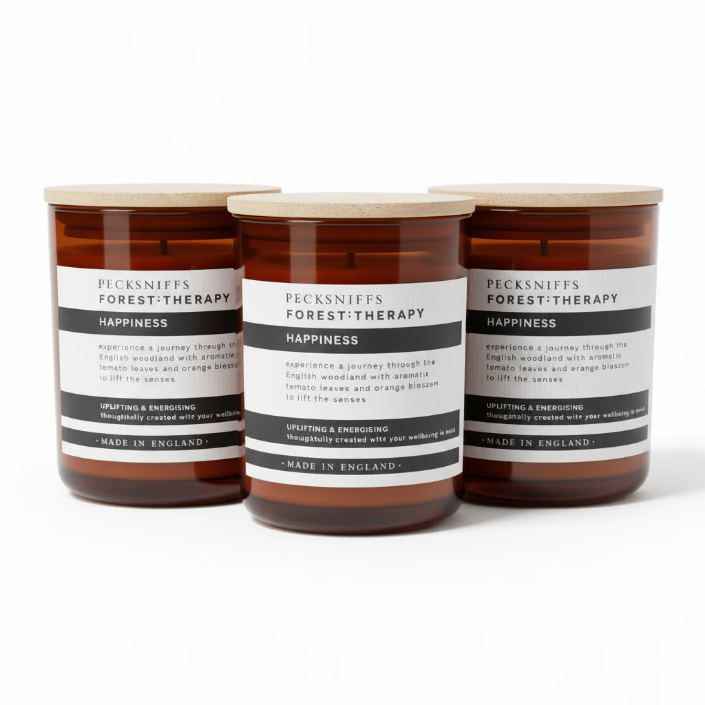 Pecksniffs Forest Therapy Happiness Scented Candle with Wood Lid 100g - Image 3