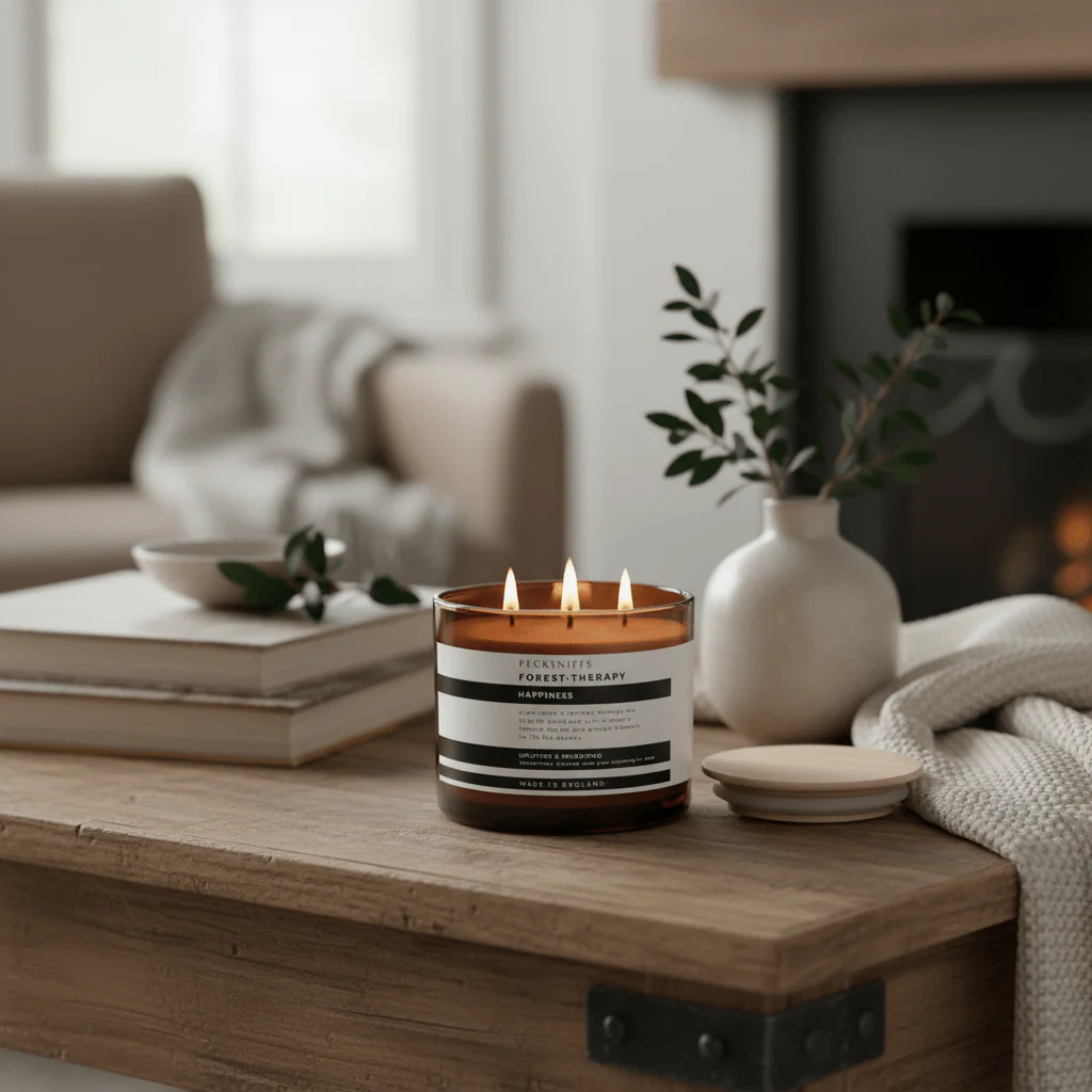 Pecksniffs Forest Therapy Happiness Aromatic Candle With Wooden Lid 283g - Image 2