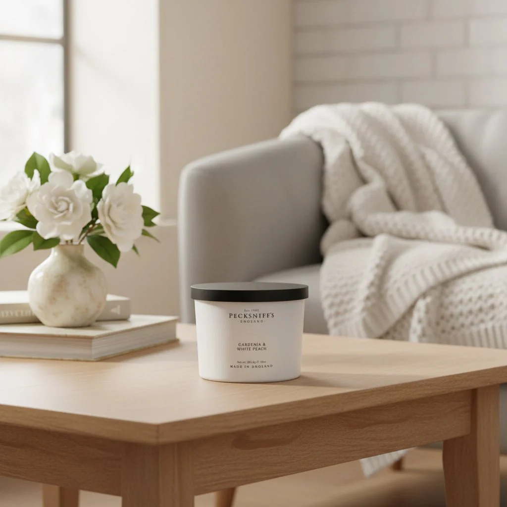 Pecksniff's Gardenia & White Peach Scented Candle - 283g - Image 2