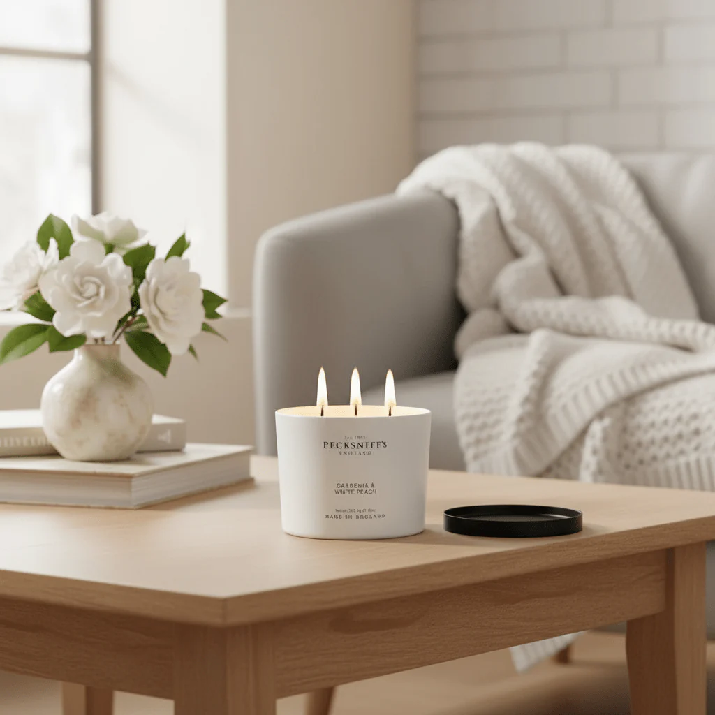 Pecksniff's Gardenia & White Peach Scented Candle - 283g - Image 3