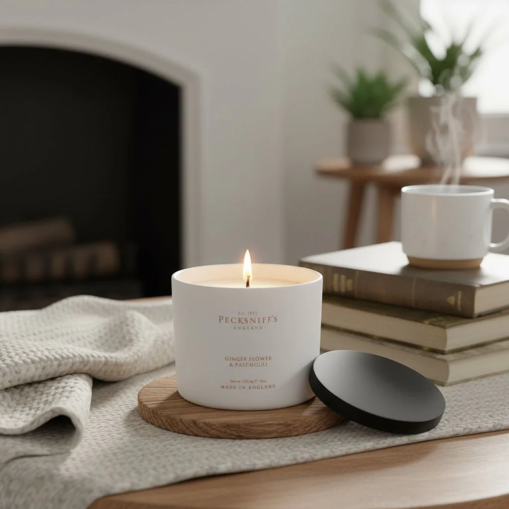 Pecksniff's Ginger Flower & Patchouli Scented Candle 3 wick 283g - Image 2