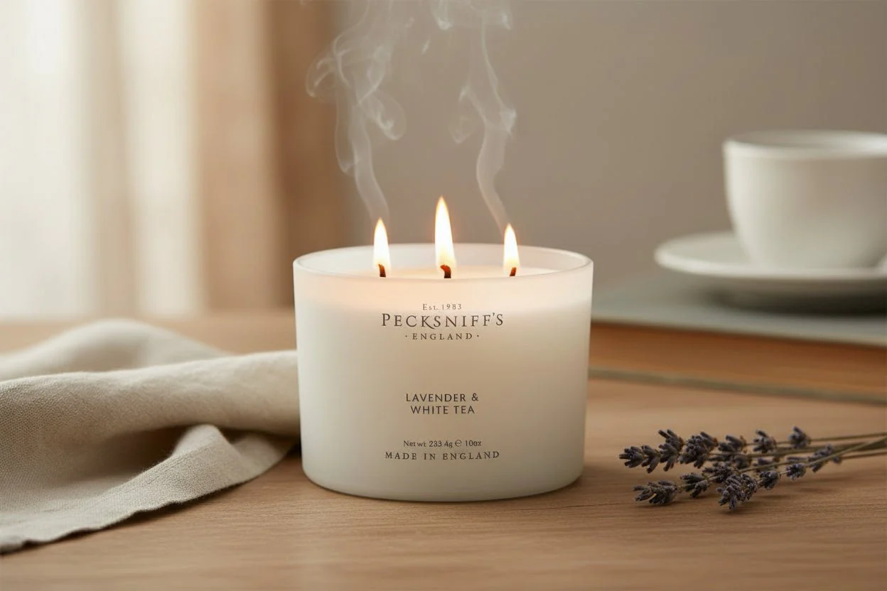 Pecksniff's Lavender & White Tea Scented Candle - 283g - Image 2