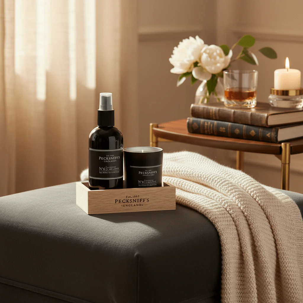 Pecksniff's Leather & Oakmoss Room Spray and Candle Set - Image 2