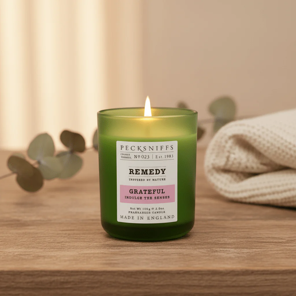 Pecksniffs Natural Wax Candle with Wooden Lid - Grateful Scent 100g - Image 2