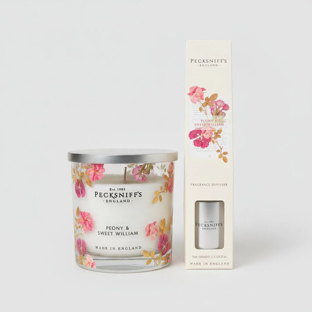 Pecksniff's Peony & Sweet William Scented Candle & Diffuser Set