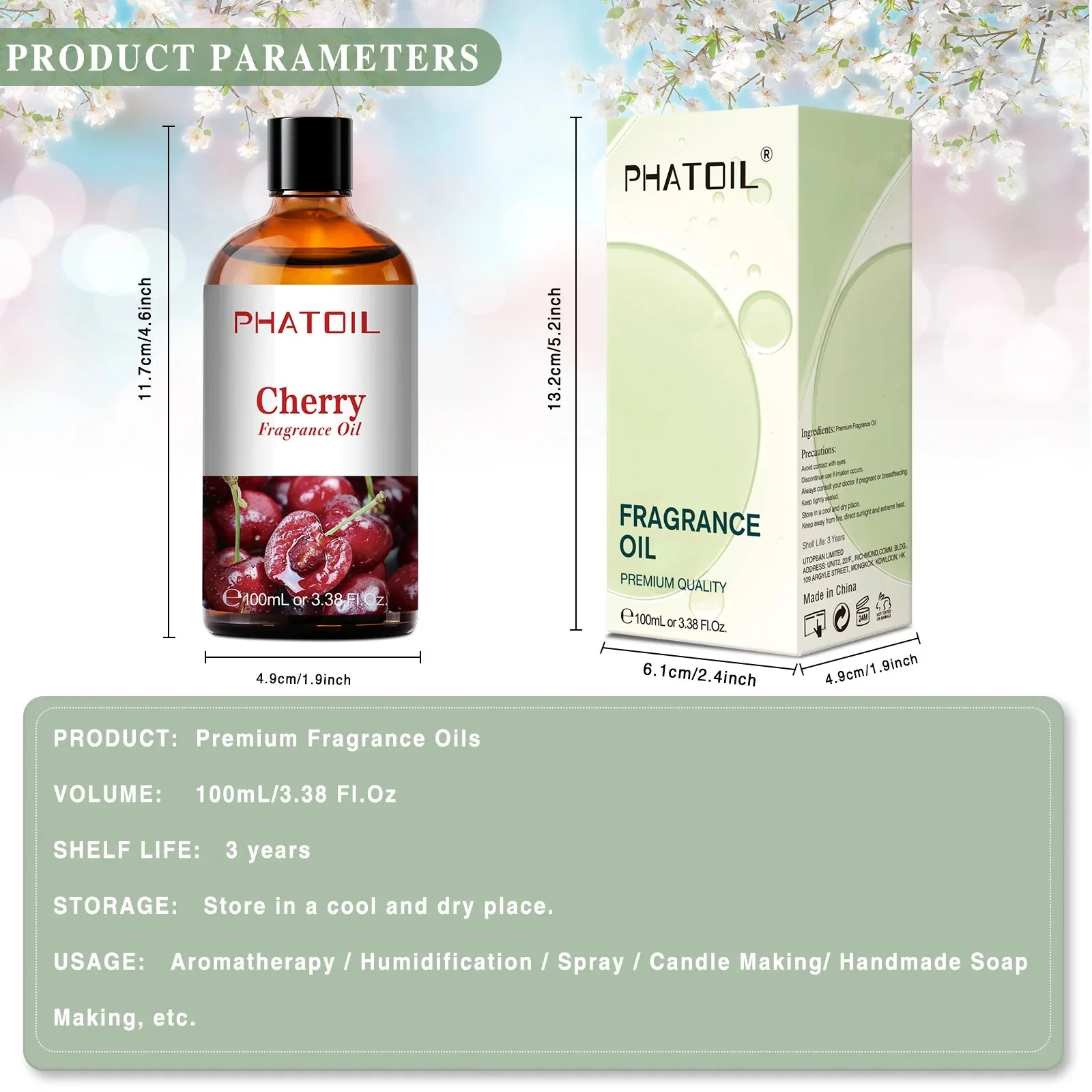 PHATOIL Cherry Fragrance Oil for Aromatherapy & Diffuser - 100ml - Image 3