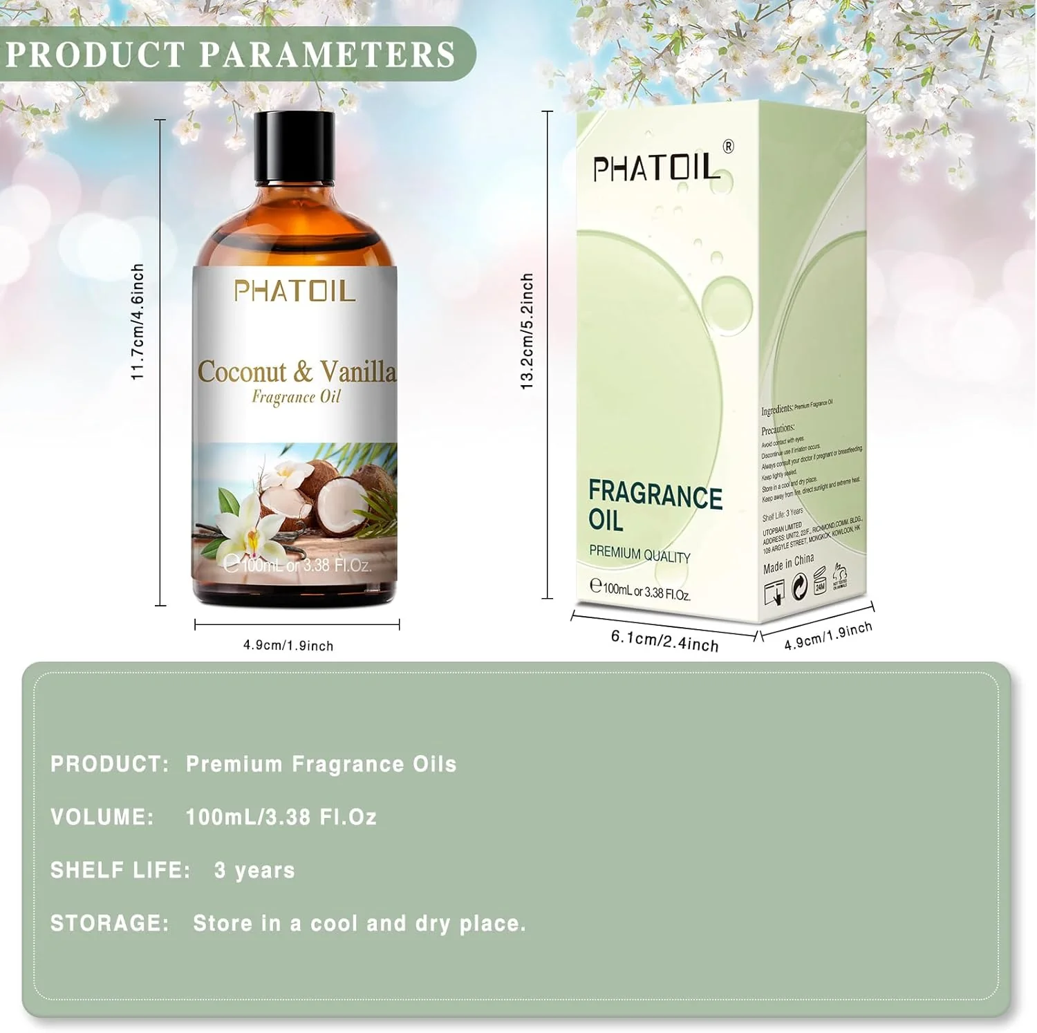 PHATOIL Coconut & Vanilla Fragrance Oil for Aromatherapy & Diffuser - 100ml - Image 6