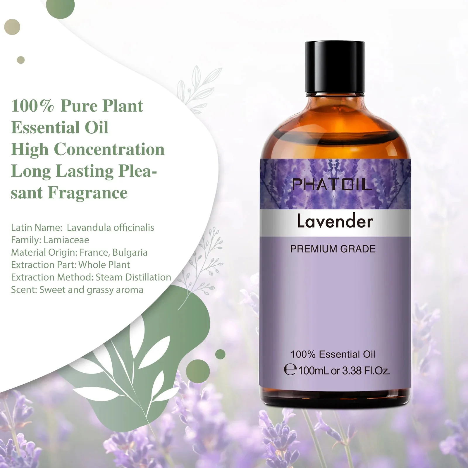 PHATOIL Lavender Essential Oil For Aromatherapy & Diffuser - 100ml - Image 5