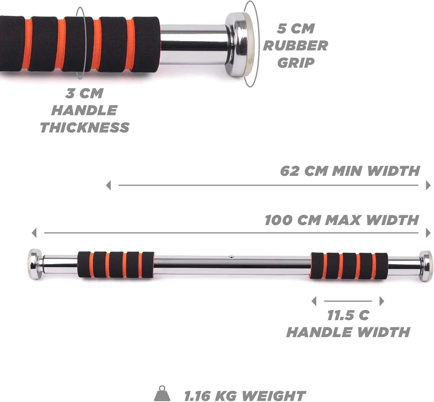 Phoenix Fitness Doorway Pull Up and Chin Up Bar 62-100cm - Image 5