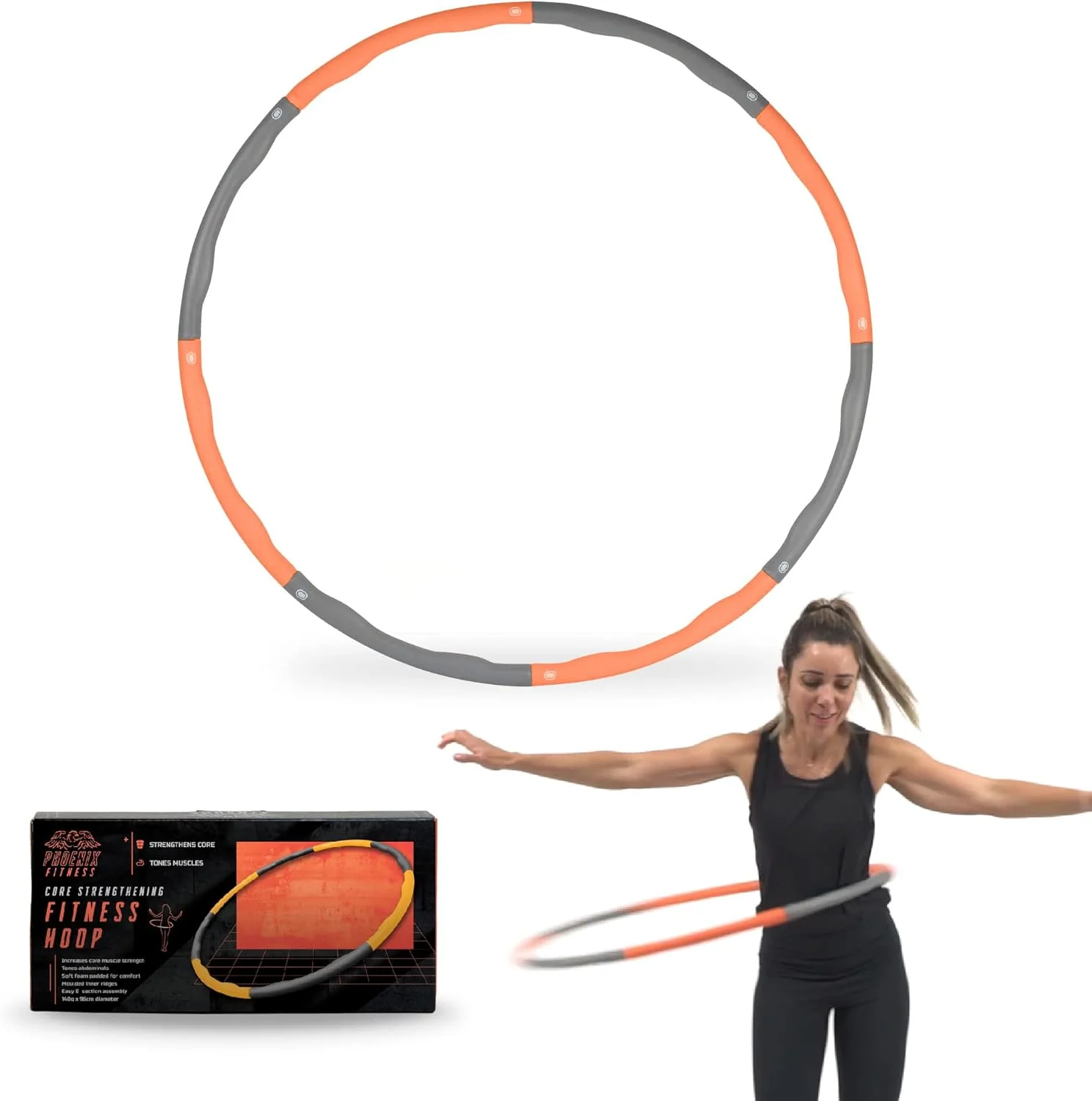 Phoenix Fitness Weighted Hula Hoop - Exercise Ring for Weight Loss