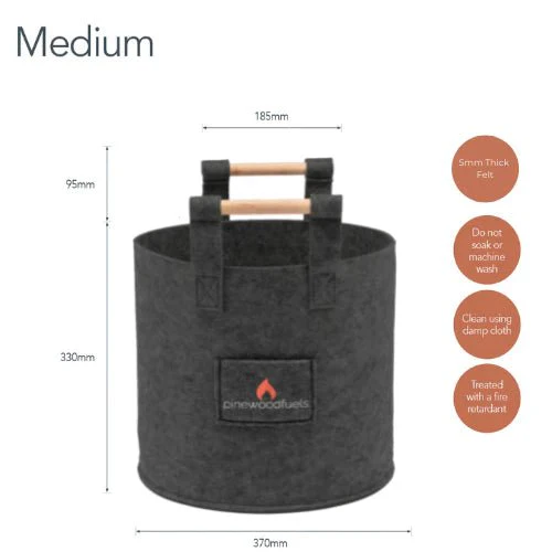 Pinewoodfuels Felt Storage Basket with Ash Wood Handles - Dark Grey (Various Sizes) - Image 4