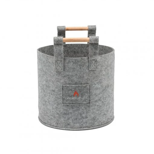 Pinewoodfuels Felt Storage Basket with Ash Wood Handles - Light Grey (Various Sizes)